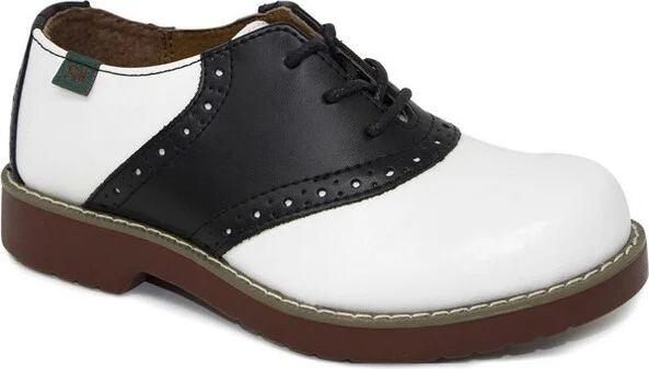 School Issue Womens Varsity Oxford Shoe, wht/blk, 9, MED - Image 2