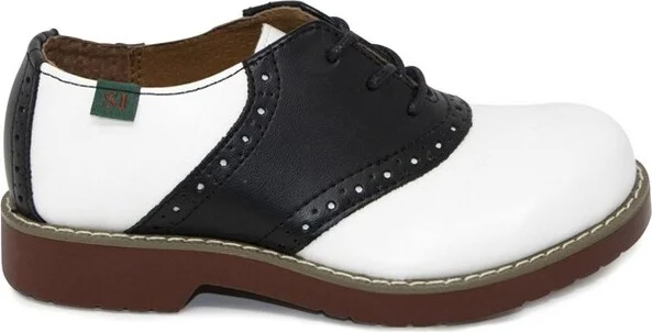 School Issue Womens Varsity Oxford Shoe, wht/blk, 9, MED