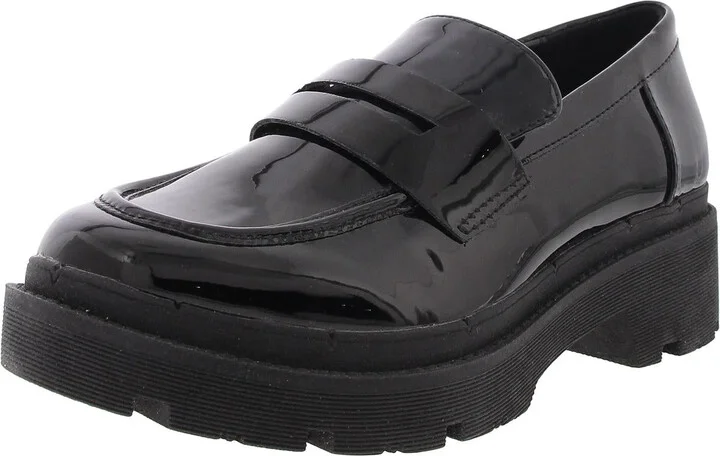 School Womens Leather Slip-On Platform Heels