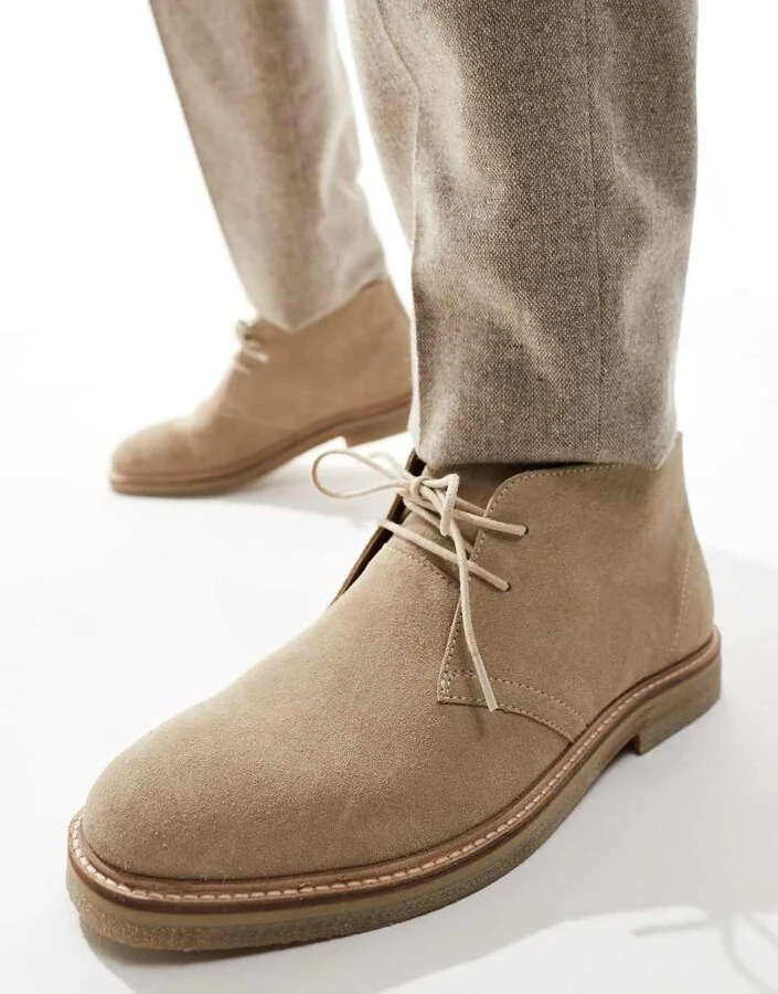 schuh Dace lace up shoes in beige suede - Image 4