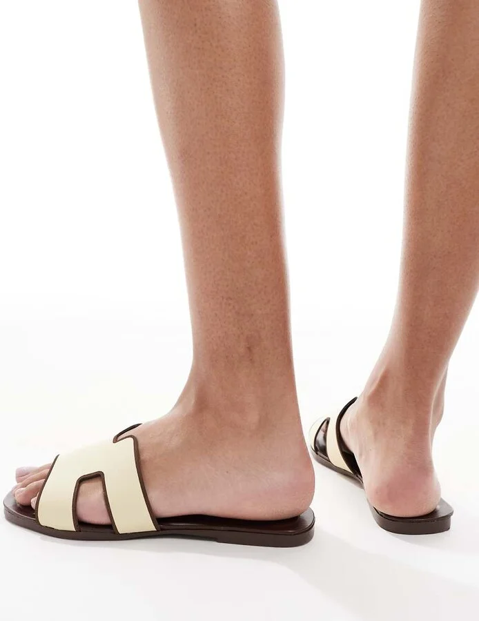 schuh Exclusive Tandra flat sandals in butter yellow leather - Image 2