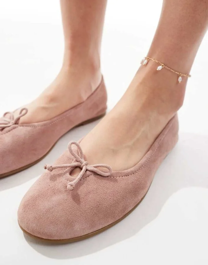 schuh Lambert ballet flats in pink suede - Image 4