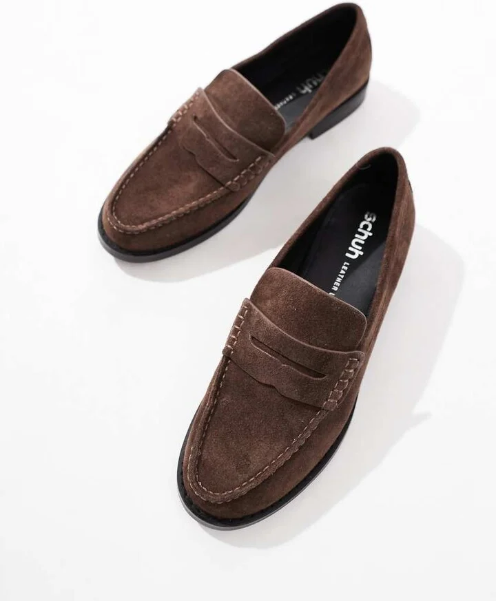 schuh Lillian loafers in brown suede - Image 3
