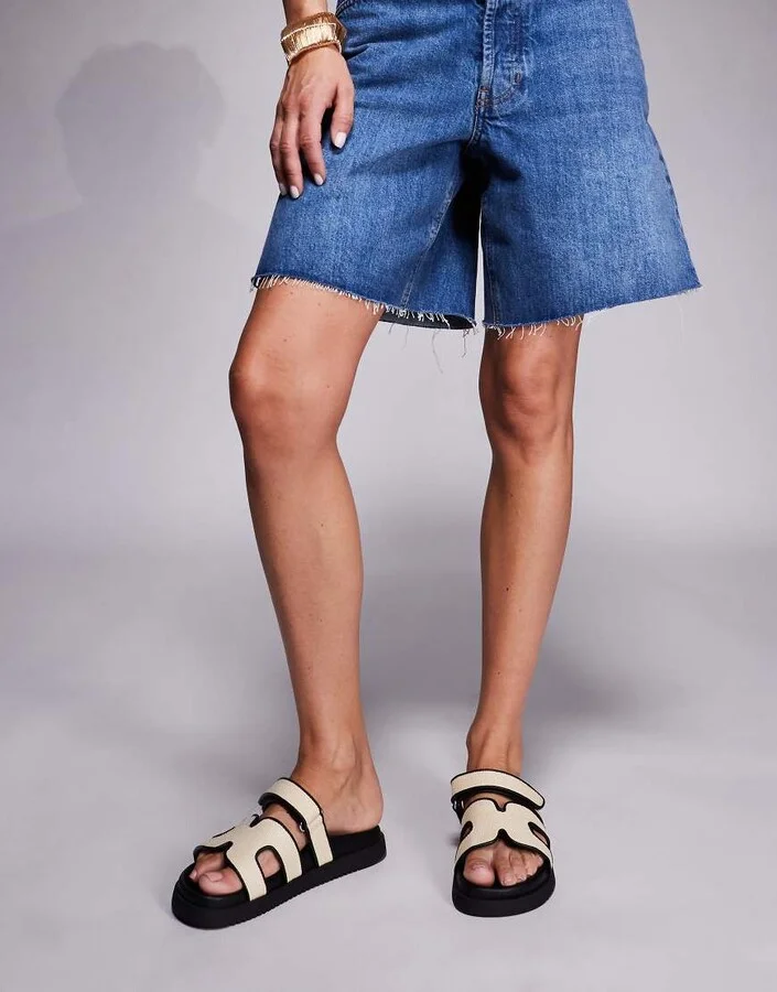 Schuh Lorie Lace Up Detail Pointed Toe Slingback Sandals In Off White - Image 4
