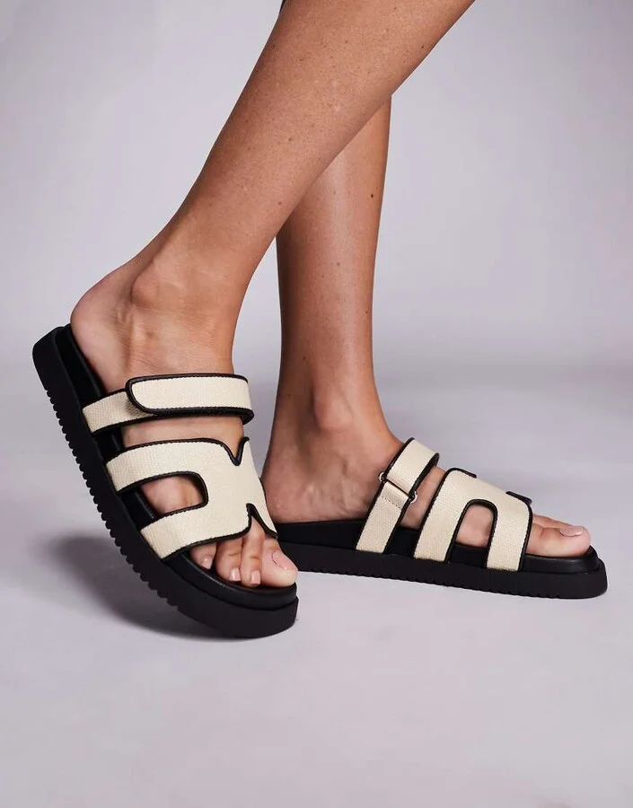 Schuh Lorie Lace Up Detail Pointed Toe Slingback Sandals In Off White