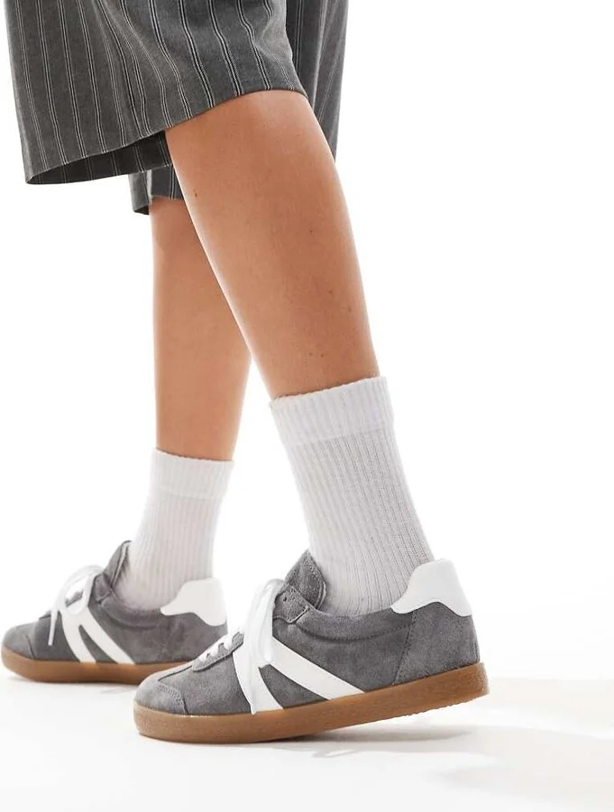 schuh Marnie gum sole sneakers in gray suede - Image 4