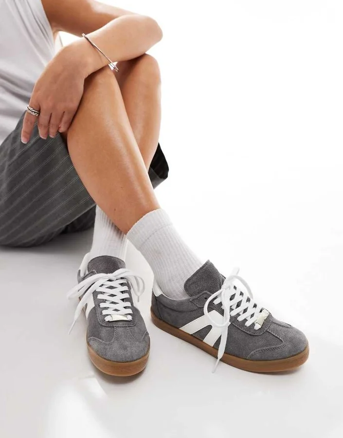 schuh Marnie gum sole sneakers in gray suede