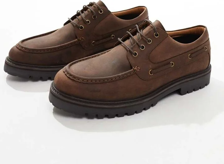 schuh Patrick boat shoes in brown leather - Image 2