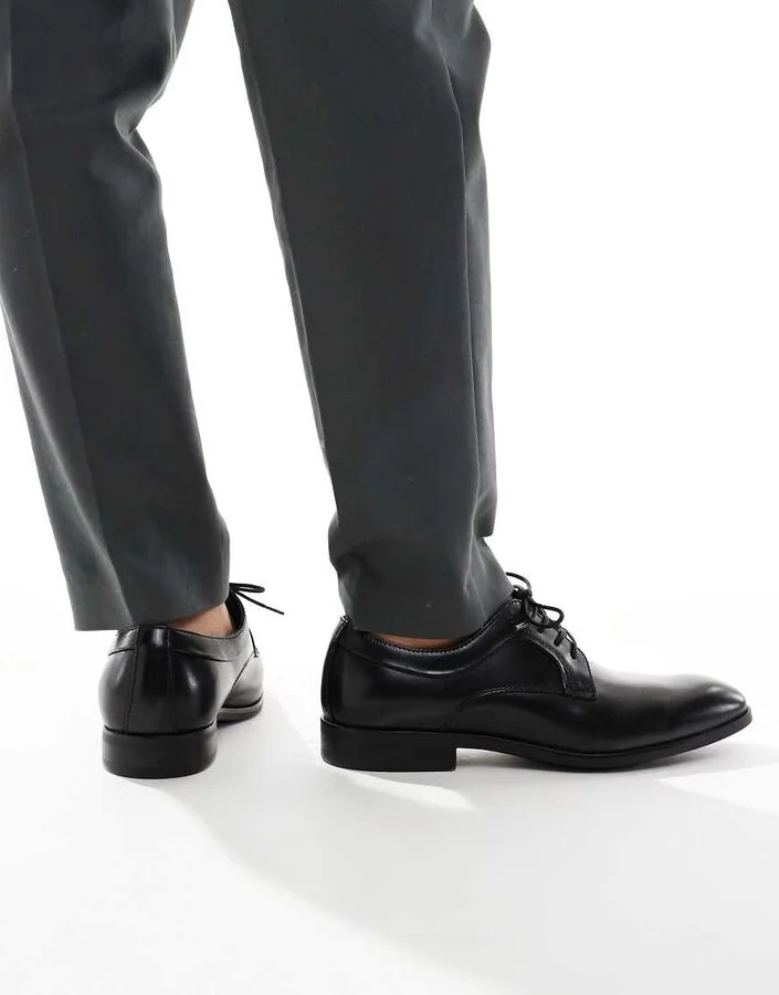 schuh Rail lace up shoes in black leather - Image 3