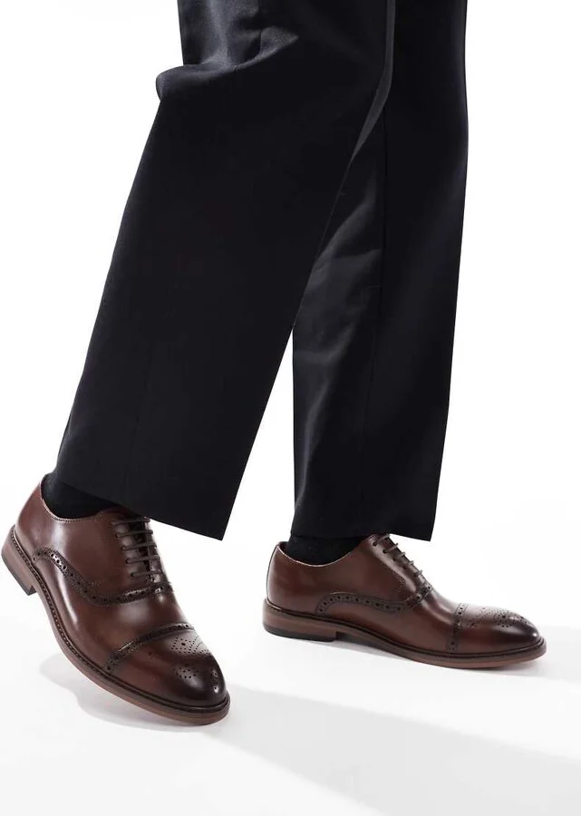 schuh Raven lace up brogues in brown leather