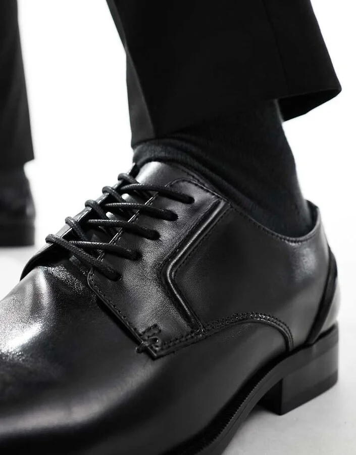 schuh Reilly derby shoes in black leather - Image 2
