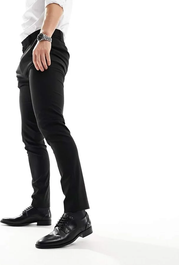 schuh Reilly derby shoes in black leather - Image 4