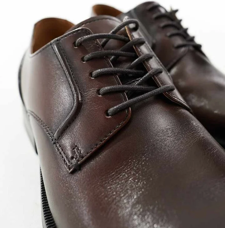 schuh Reilly derby shoes in brown leather - Image 2