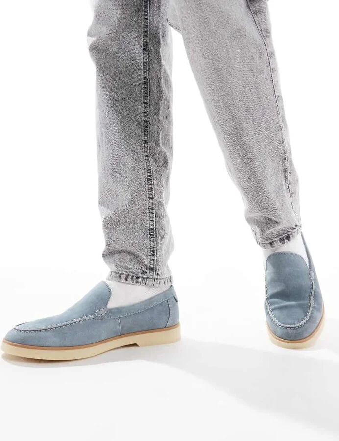 schuh Riggs loafers in blue suede - Image 4