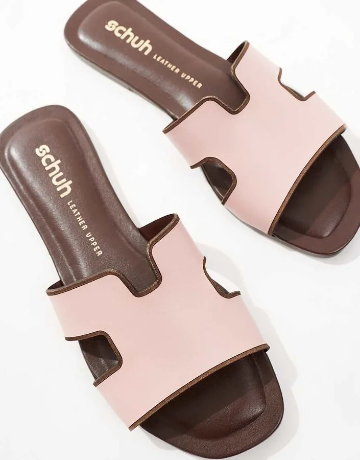 schuh Tandra flat sandals in pink leather - Image 2