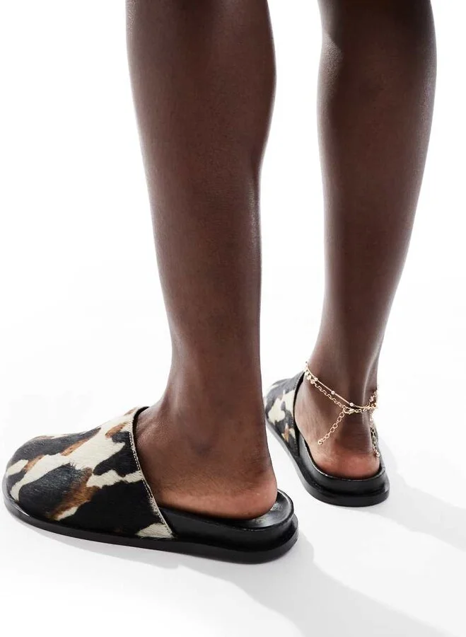 schuh Teale clog mules in cow print pony hair - Image 2