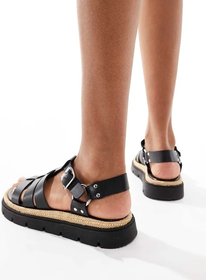 schuh Texas sandals in black leather - Image 4