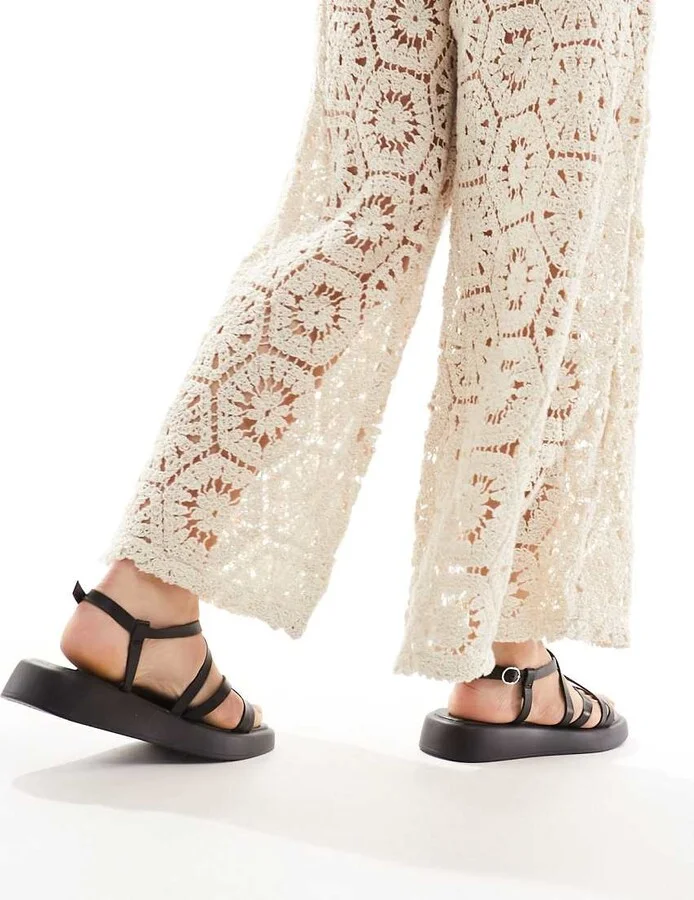 schuh Wide Fit Tristan strappy sandals in black - Image 3