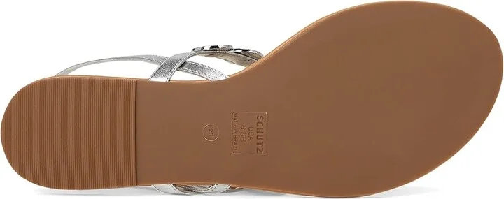 Schutz Acacia T Women's Wedge Shoes Prata : 8.5 M, Leather - Image 3