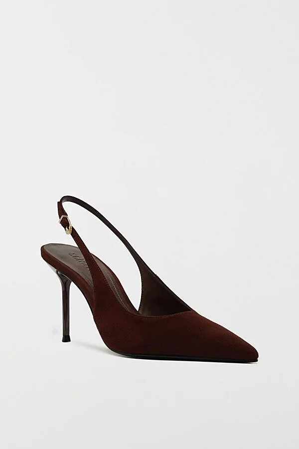 Schutz Alicia Suede Sling Heel in Black - Image 6