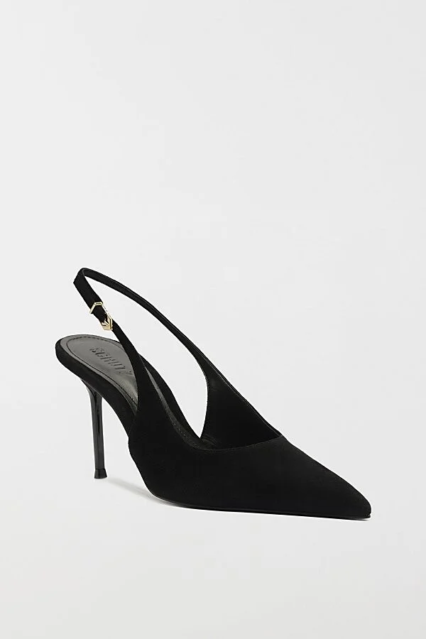 Schutz Alicia Suede Sling Heel in Black