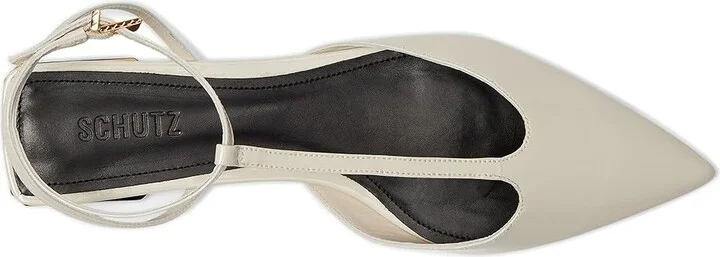 Schutz Allure T Flat Women's Dress Flat Shoes Sugar White : 9.5 M, Leather - Image 2