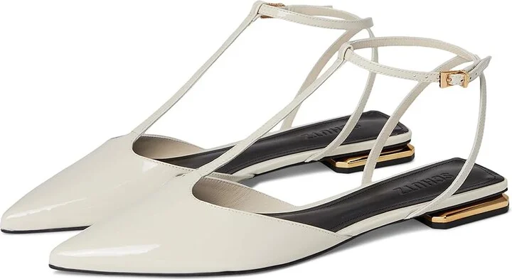 Schutz Allure T Flat Women's Dress Flat Shoes Sugar White : 9.5 M, Leather