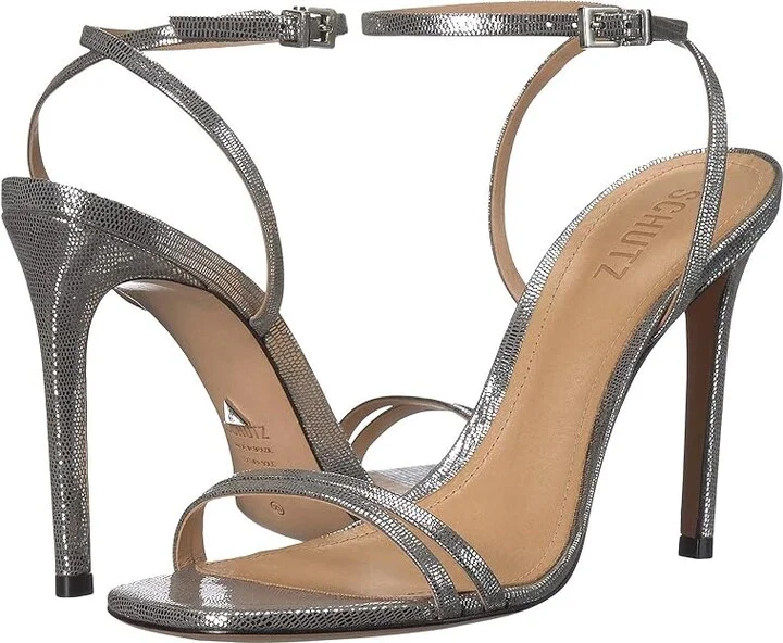 Schutz Altina Women's Shoes Prata Shine Lizard : 5 M, Leather
