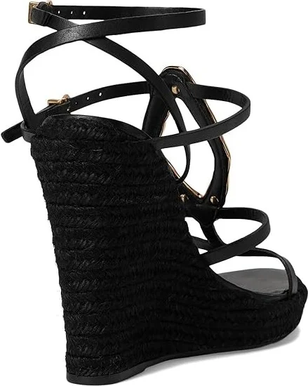 Schutz Amarilis Wedge Women's Wedge Shoes Black 5 : 5 M, Leather - Image 4