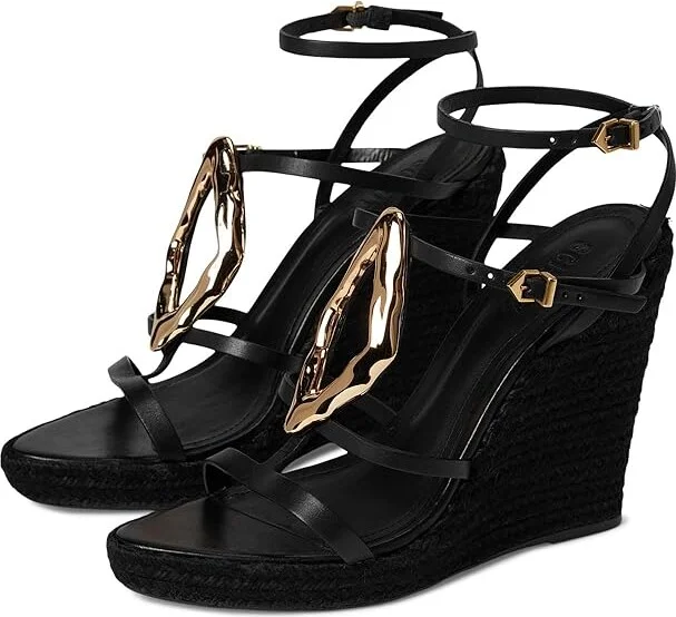 Schutz Amarilis Wedge Women's Wedge Shoes Black 5 : 5 M, Leather