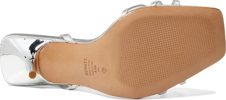 Schutz Amelia Square Women's Sandals Prata : 10 M, Leather - Image 3