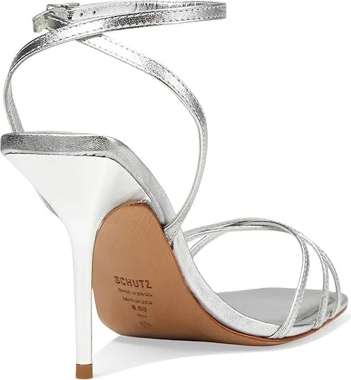 Schutz Amelia Square Women's Sandals Prata : 10 M, Leather - Image 4