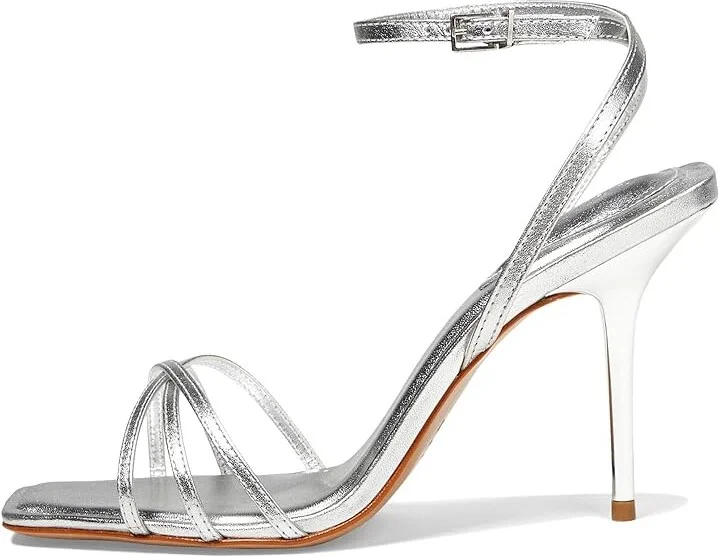 Schutz Amelia Square Women's Sandals Prata : 10 M, Leather - Image 5