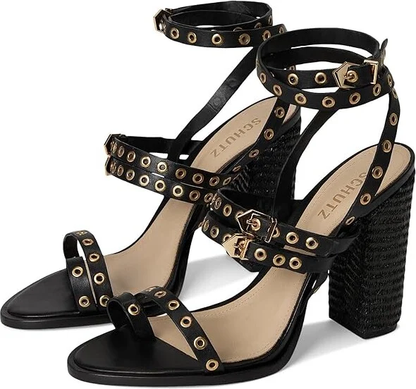 Schutz Annete High Women's Sandals Black : 5.5 M, Leather