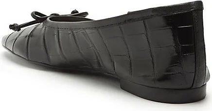 Schutz Arissa Leather Croc Ballet Flat in Black - Image 2