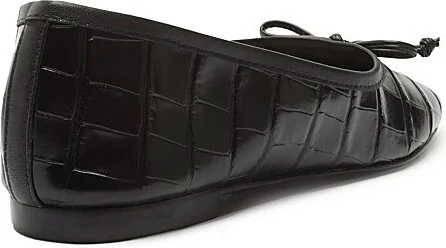 Schutz Arissa Leather Croc Ballet Flat in Black - Image 3