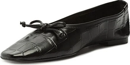 Schutz Arissa Leather Croc Ballet Flat in Black - Image 4