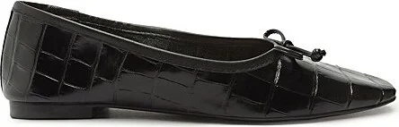 Schutz Arissa Leather Croc Ballet Flat in Black - Image 5