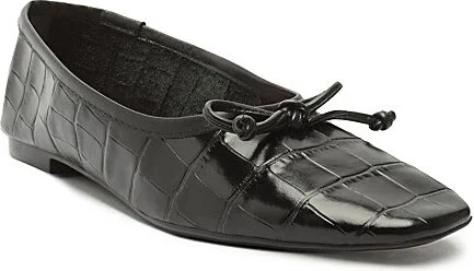 Schutz Arissa Leather Croc Ballet Flat in Black