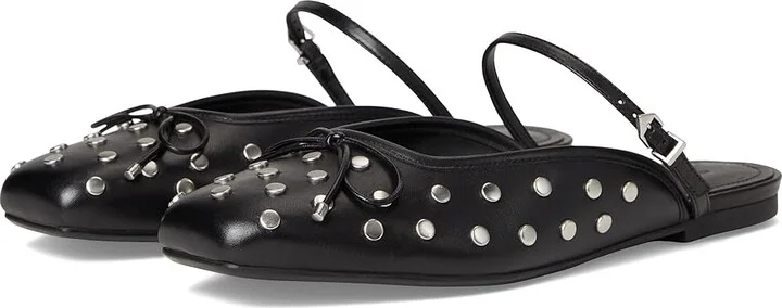 Schutz Arissa Mule Studs Women's Flat Shoes Black : 5.5 M, EVA/Leather