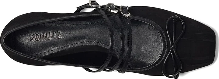 Schutz Arissa Strap Women's Flat Shoes Black : 6 M, Suede - Image 2