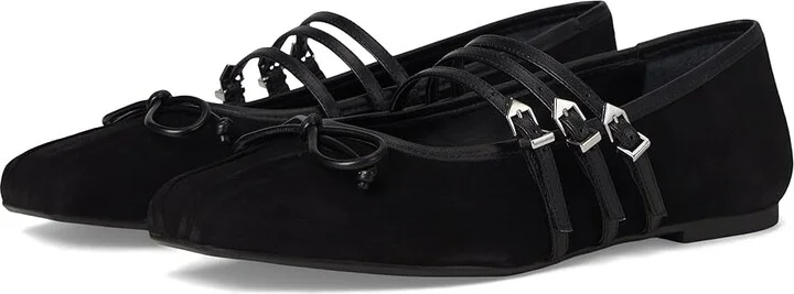 Schutz Arissa Strap Women's Flat Shoes Black : 6 M, Suede