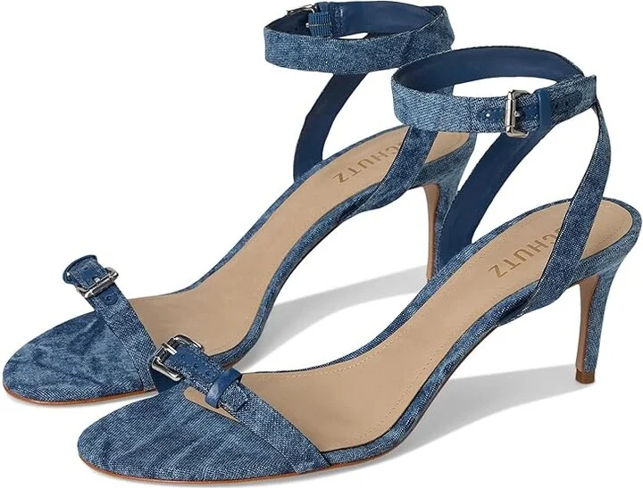 Schutz Aurora Mid Women's Sandals Belize Blue : 8 M, Leather