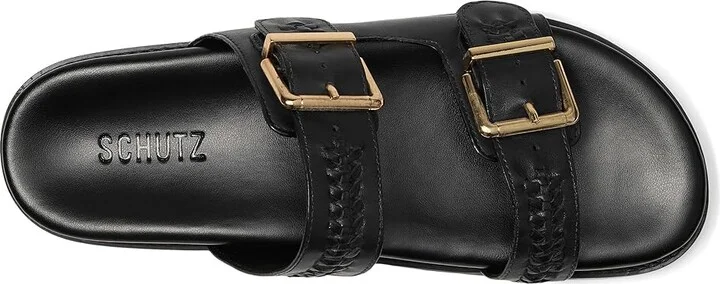 Schutz Blake Sporty Women's Wedge Shoes Black 5 : 11 M, Leather - Image 2