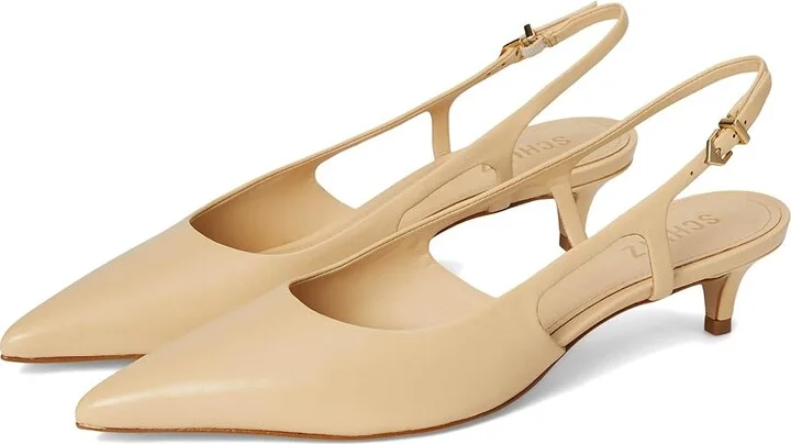 Schutz Boris Kitten High Women's Heels Natural Nibs : 6 M, Leather
