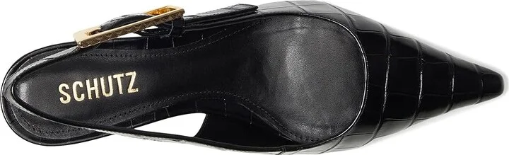 Schutz Ciara Pump Mid High Women's Heels Black : 5.5 M, Leather - Image 2