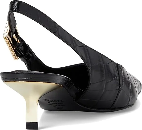 Schutz Ciara Pump Mid High Women's Heels Black : 5.5 M, Leather - Image 4