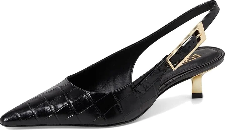 Schutz Ciara Pump Mid High Women's Heels Black : 5.5 M, Leather - Image 5