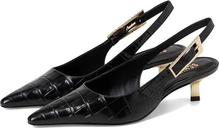 Schutz Ciara Pump Mid High Women's Heels Black : 5.5 M, Leather
