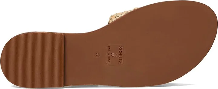 Schutz Cinna Flat Women's Sandals Natural : 9 M, Leather - Image 3